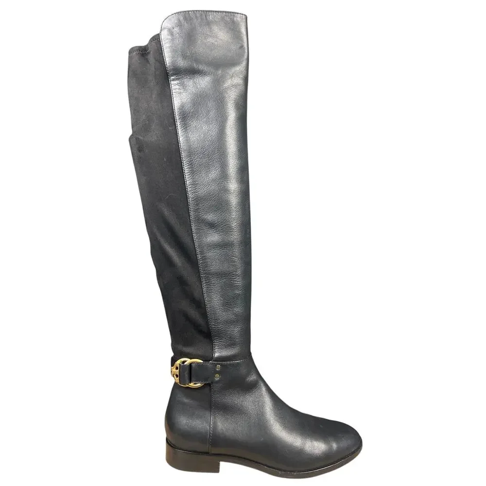Tory Burch Women’s Marsden Black Leather Stretch Riding Boot Size US 6.5